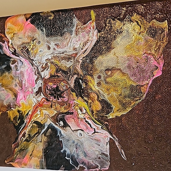 Hand Crafted original acrylic pouring art on canvas pink upcycled farmhouse - Picture 3 of 10